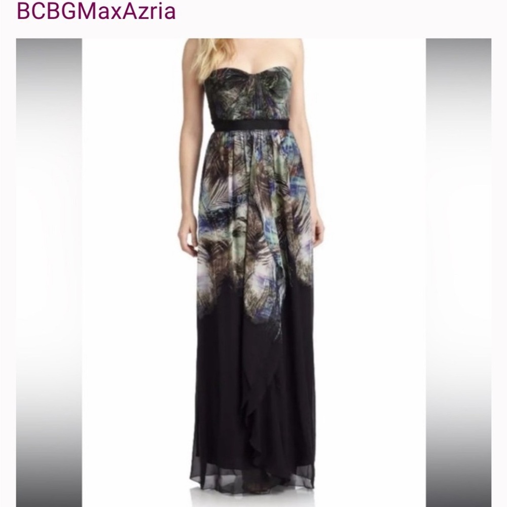 BCBGMaxAzria Strapless Black and Blue Dress